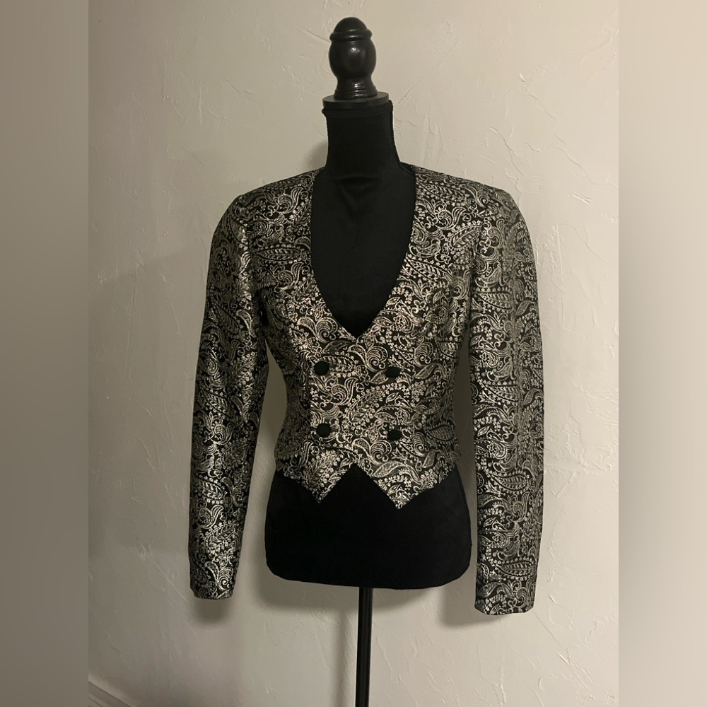 Vintage Hobby Horse Metallic Paisley Cropped Blazer M
